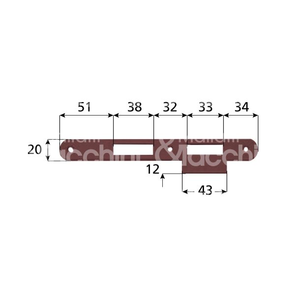 Agb b005702022 incontro patent piccola con aletta bordo tondo bronzato verniciato