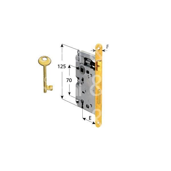 Agb b005712503 serratura patent bordo tondo e 25 int. man. 70 scrocco piÙ catenaccio ottonata