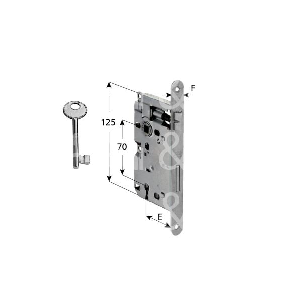 Agb b005714534 serratura patent bordo tondo e 45 int. man. 70 scrocco piÙ catenaccio cromo satinato