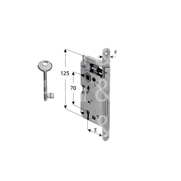 Agb b005715034 serratura patent bordo tondo e 50 int. man. 70 scrocco piÙ catenaccio cromo satinato