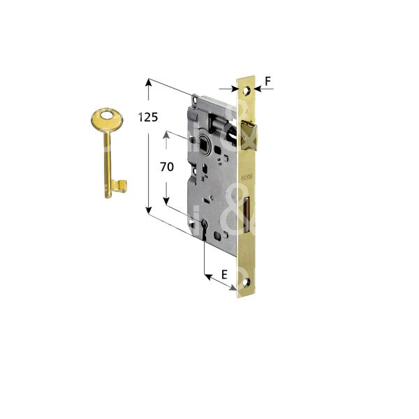 Agb b005724003 serratura patent bordo quadro e 40 int. man. 70 scrocco piÙ catenaccio ottonata