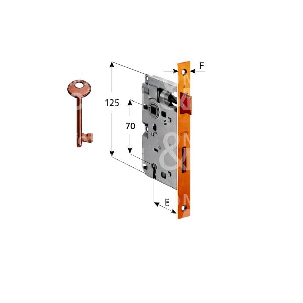Agb b005725022 serratura patent bordo quadro e 50 int. man. 70 scrocco piÙ catenaccio bronzata