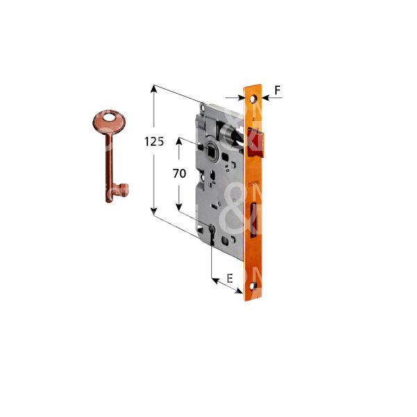 Agb b005726022 serratura patent bordo quadro e 60 int. man. 70 scrocco piÙ catenaccio bronzata