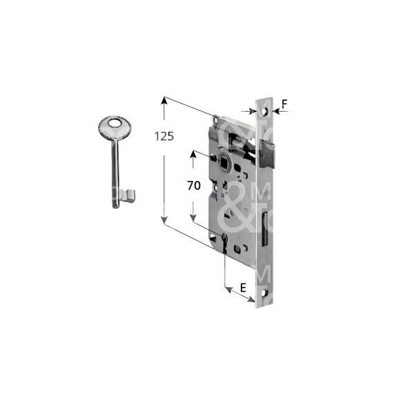 Agb b005724034 serratura patent bordo quadro e 40 int. man. 70 scrocco piÙ catenaccio cromo satinato