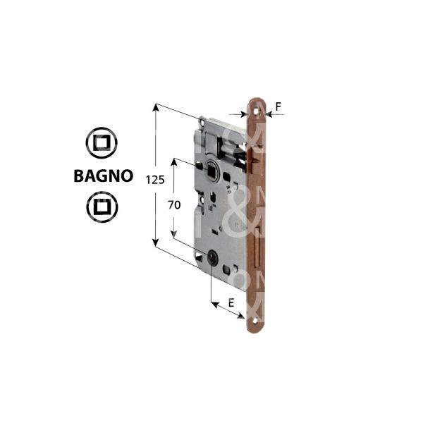 Agb b005795022 serratura patent bagno bordo tondo e 50 int. man. 70 scrocco piÙ catenaccio bronzata