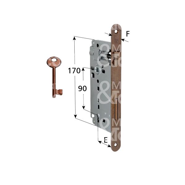 Agb b005913022 serratura patent bordo tondo e 30 int. man. 90 scrocco piÙ catenaccio bronzata