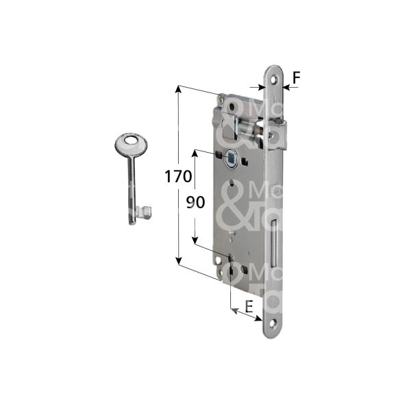 Agb b005914534 serratura patent bordo tondo e 45 int. man. 90 scrocco piÙ catenaccio cromo satinato
