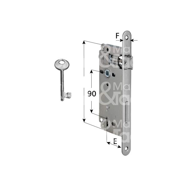 Agb b005915006 serratura patent bordo tondo e 50 int. man. 90 scrocco piÙ catenaccio nichelato