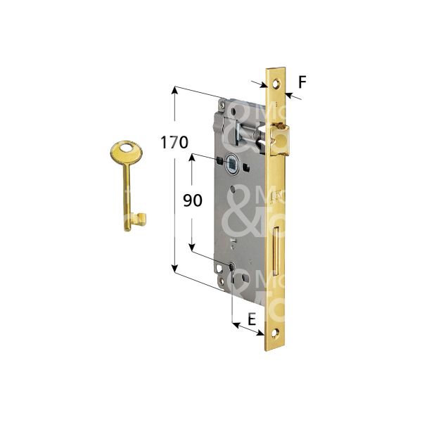 Agb b005922503 serratura patent bordo quadro e 25 int. man. 90 scrocco piÙ catenaccio ottonata