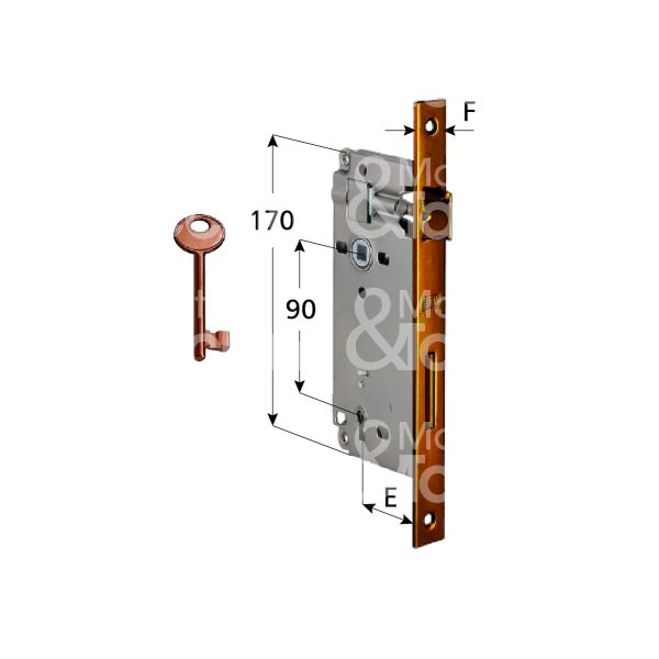 Agb b005924022 serratura patent bordo quadro e 40 int. man. 90 scrocco piÙ catenaccio bronzata