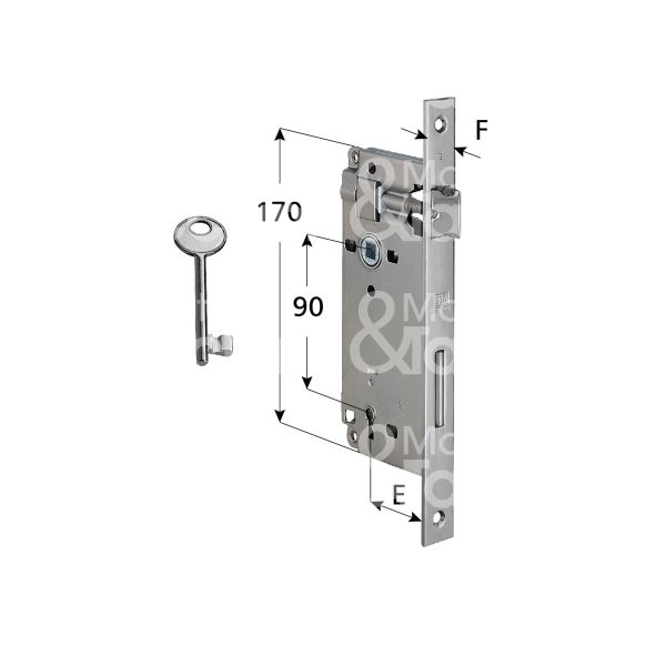 Agb b005924534 serratura patent bordo quadro e 45 int. man. 90 scrocco piÙ catenaccio cromo satinato