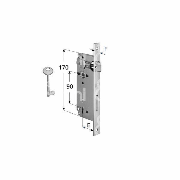 Agb b005925001 serratura patent bordo quadro e 50 int. man. 90 scrocco piÙ catenaccio ferro lucido