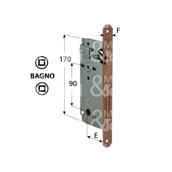 Agb b005955006 serratura patent bordo tondo e 50 int. man. 90 scrocco piÙ catenaccio nichelato