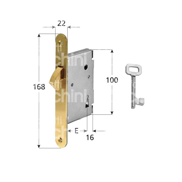 Agb b007015003 serratura infilare a gancio rientrante e 50 ambidestra per porte interne ottonata foro patent