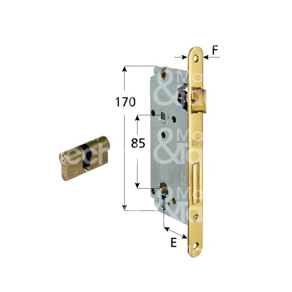 Agb b008514503 serratura patent bordo tondo e 45 int. man. 85 scrocco piÙ catenaccio ottonata