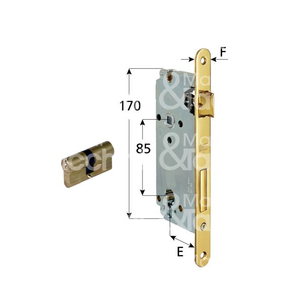 Agb b008515034 serratura patent bordo tondo e 50 int. man. 85 scrocco piÙ catenaccio cromo satinato