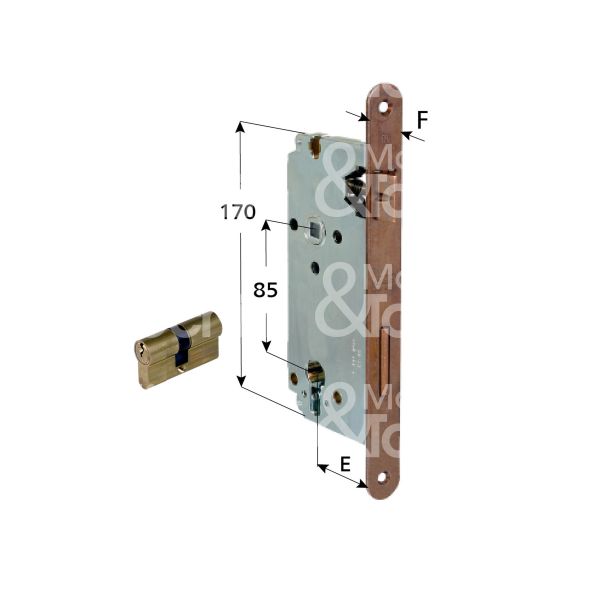 Agb b008513522 serratura patent bordo tondo e 35 int. man. 85 scrocco piÙ catenaccio bronzata