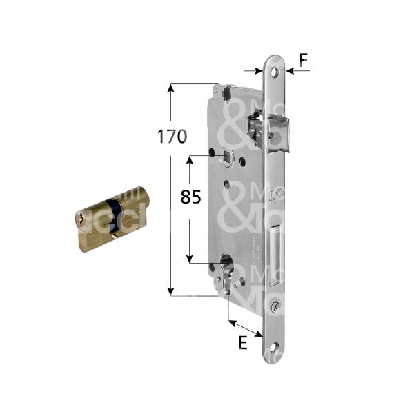 Agb b008515034 serratura patent bordo tondo e 50 int. man. 85 scrocco piÙ catenaccio cromo satinato