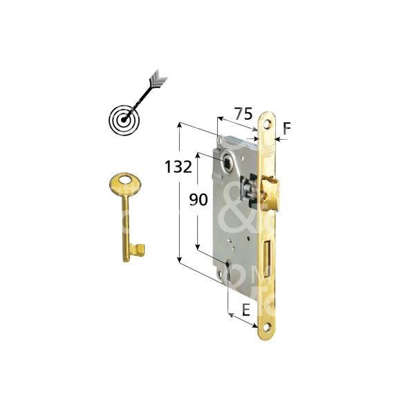 Agb b010025034 serratura patent centro bordo tondo e 50 int. man. 90 scrocco piÙ catenaccio cromo satinato