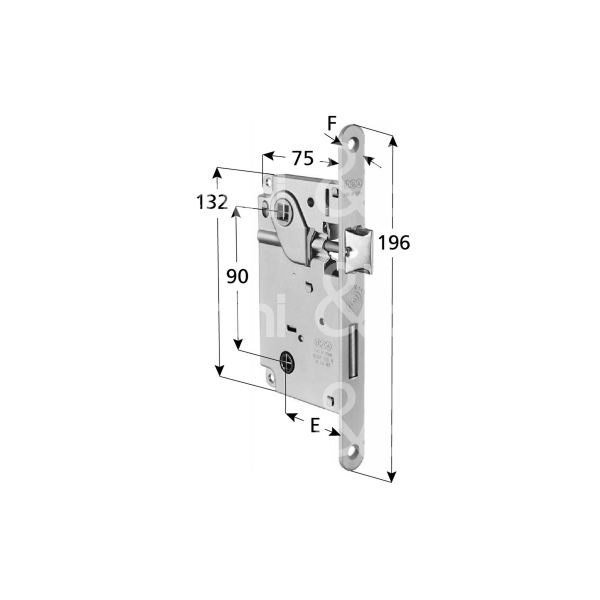 Agb b010055022 serratura patent bordo tondo e 50 int. man. 90 scrocco piÙ catenaccio bronzata