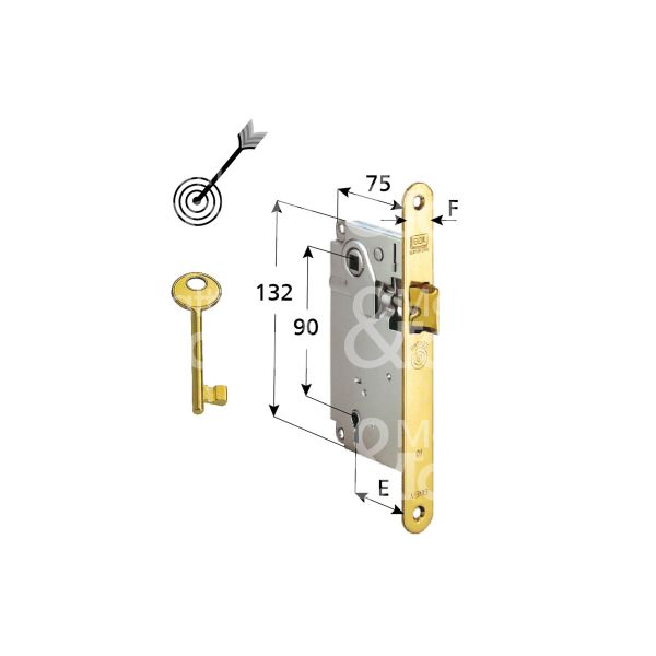 Agb b010105003 serratura patent centro bordo tondo e 50 int. man. 90 solo scrocco ottonata