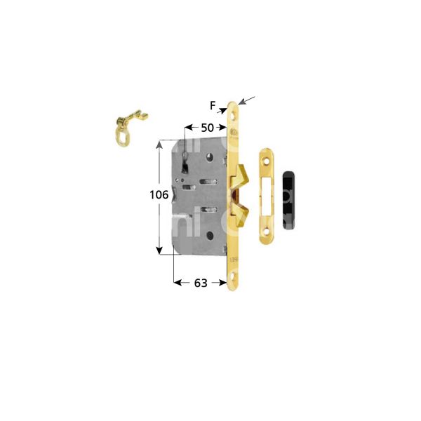 Agb b087715003 serratura infilare a gancio doppio e 50 ambidestra per porte interne ottonata foro patent