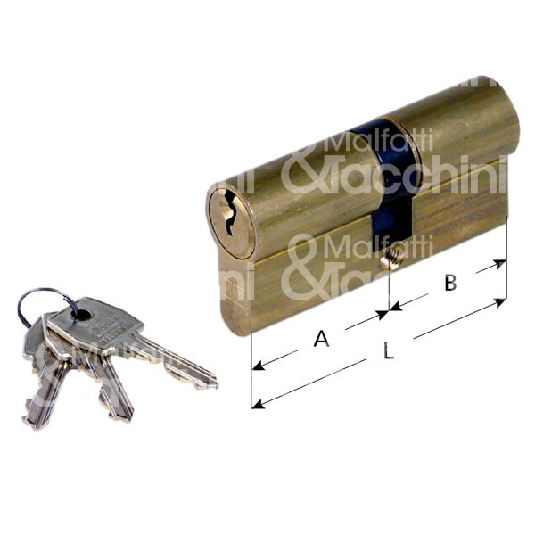Agb c600012238 cilindro sagomato chiave/chiave 43 x 27 = 70 mm chiave piatta cifratura kd ottone satinato