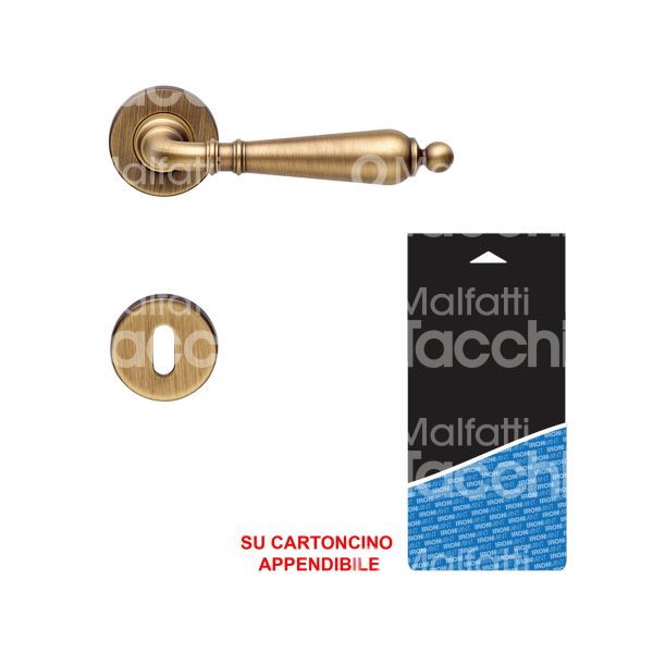 Linea cali' 1465rb101b coppia maniglia con rosetta florenzia ottone patiné foro patent quadro mm 8 Ø rosetta mm 45 con molla