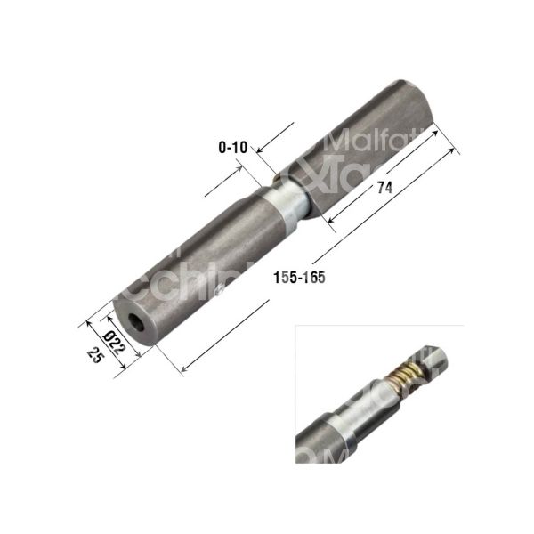 Aldeghi 1254155ds cerniera a saldare regolabile per porte blindate con molla art. 1254 mano dx sezione a goccia acciaio lucido l mm 155 - Ø mm 25