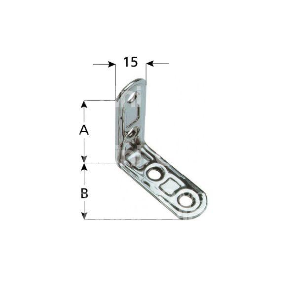 Aldeghi 164i55 lastrina angolo 4 fori stampata art. 164in55 acciaio inox Ø fori mm 3,8 l mm 50 x 50 h mm 15 spessore mm 1,5