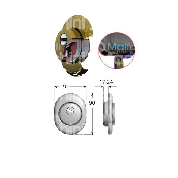 Azzi fausto f231724ab protettore protezione cilindro regolabile antitubo interasse fori mm 38 misura Ø 50 profondita' mm 17-24 alluminio bronzato