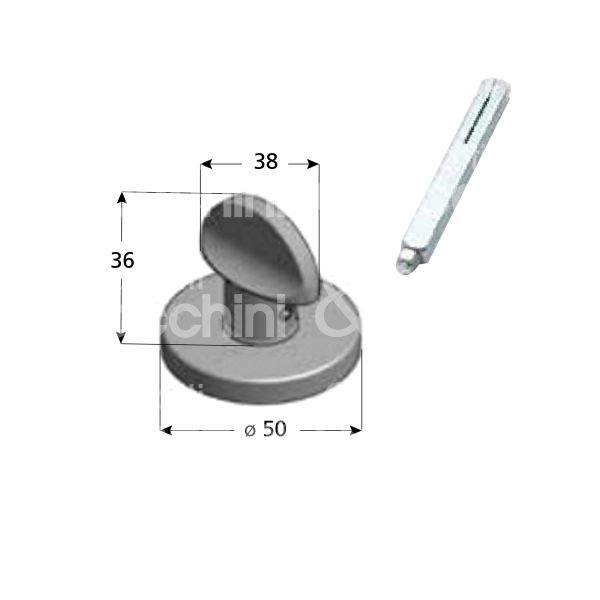 Azzi fausto paa pomolo per limitatore d'apertura alluminio argento mm 36 x 38 Ø 50