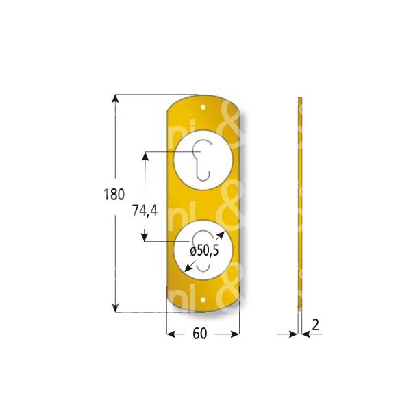 Azzi fausto pl112055ab placca foro doppio protettore alluminio bronzato interasse 74,4 mm 60 x 180 Ø 50,5