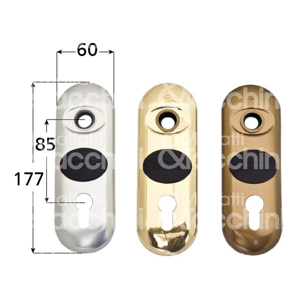 Atra 27ftr placca foro maniglia piÙ cilindro ottone lucido interasse 85 mm 60 x 177