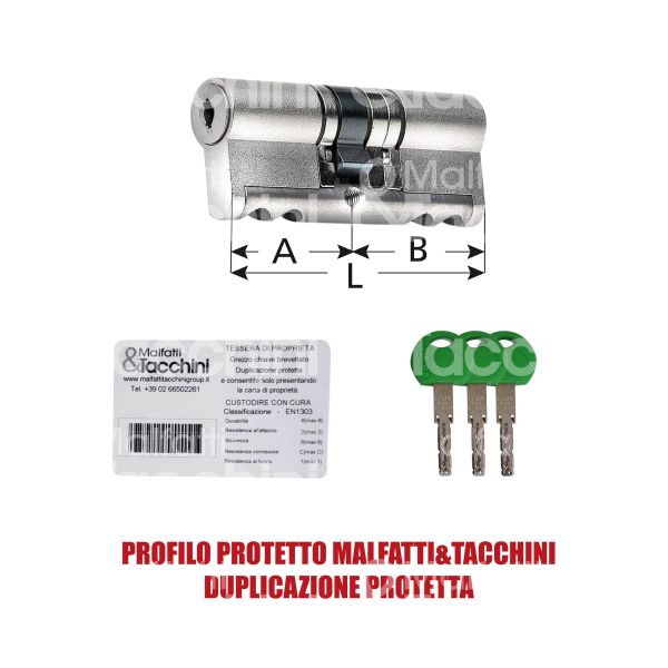 Atra cil4050 cilindro sagomato new power chiave/chiave 50 x 40 = 90 mm chiave protetta m&t cifratura kd cromo satinato