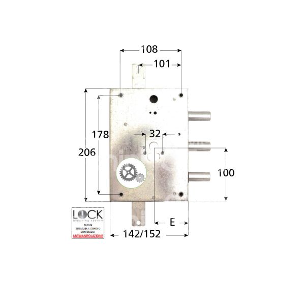 Atra imb32ydr serratura blindata a cilindro triplice e 63 dx 3 catenacci int. cat. 56 sporg. 3,5