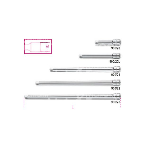 Beta 009000819 prolunga per chiavi a bussola art. 900/20l pollici femmina 1/4 pollici - pollici maschio 1/4 pollici - l mm 100