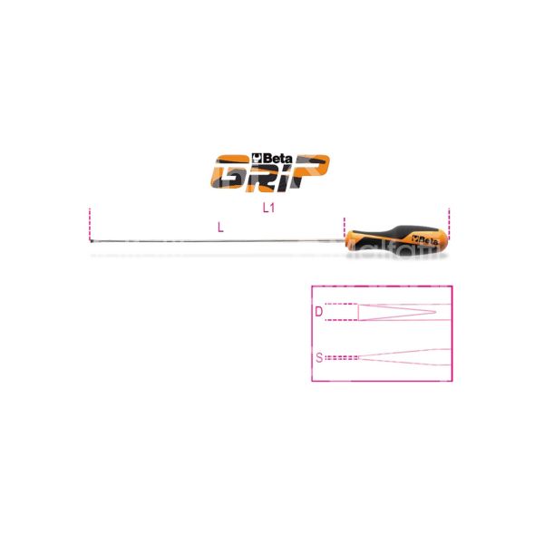 Beta 012640215 cacciavite a taglio art. 1264 beta grip impugnatura bimateriale impronta taglio lama mm 5 - l mm 400