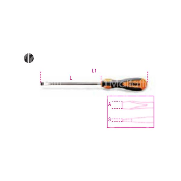 Beta 012700027 cacciavite a taglio antiscintilla art. 1270 beta max impugnatura bimateriale impronta taglio lama mm 4 - l mm 75