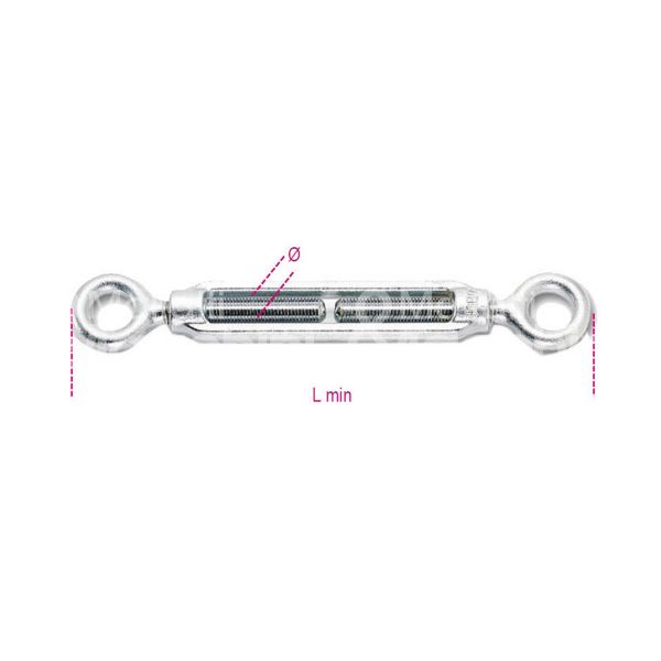 Beta 080050705 tenditore a 2 occhi art. 080050705 confezione pz. 30 materiale ferro zincato pollici 3\16 - Ø mm m 5 - portata kg 115