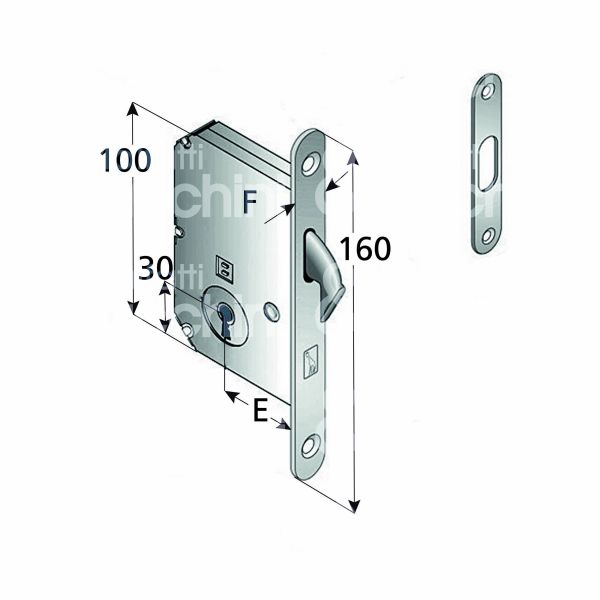 Bonaiti serrature 4006005087 serratura infilare a gancio rientrante e 50 ambidestra per porte interne cromo satinato foro patent