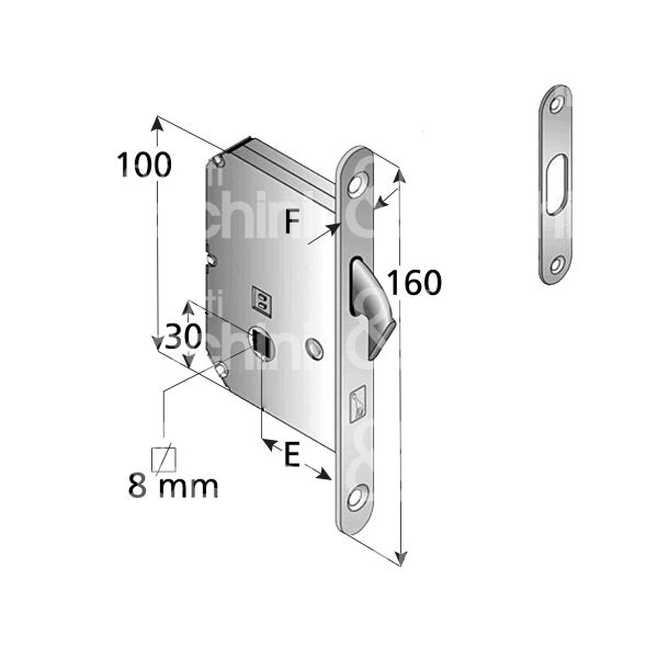 Bonaiti serrature 4006103017 serratura infilare a gancio rientrante e 30 ambidestra per porte interne ottone lucido foro quadro 8