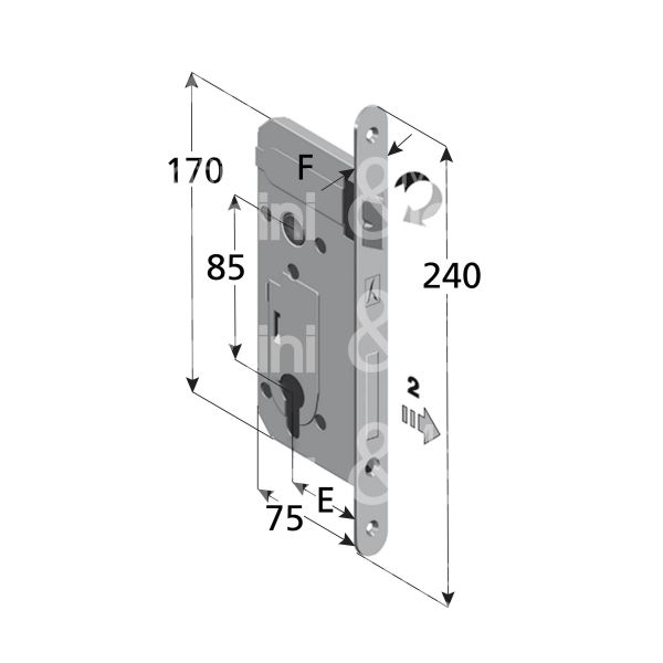 Bonaiti serrature 48c22050+7 serratura unipatent bordo tondo e 50 int. man. 85 scrocco piÙ catenaccio bronzata