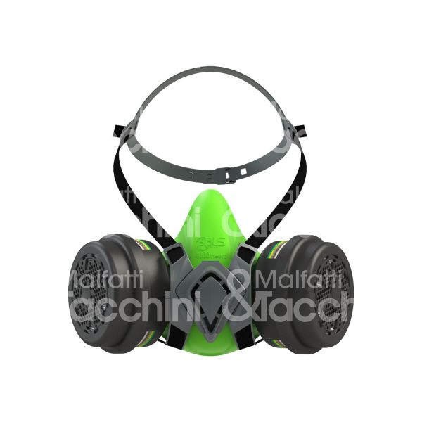 Bls 8002073 semimaschera bls 44100 next materiale silicone colore nera/verde livello di protezione gas-vapori organici e inorganici-acidi-ammoniaca-polvere filtro bls 222