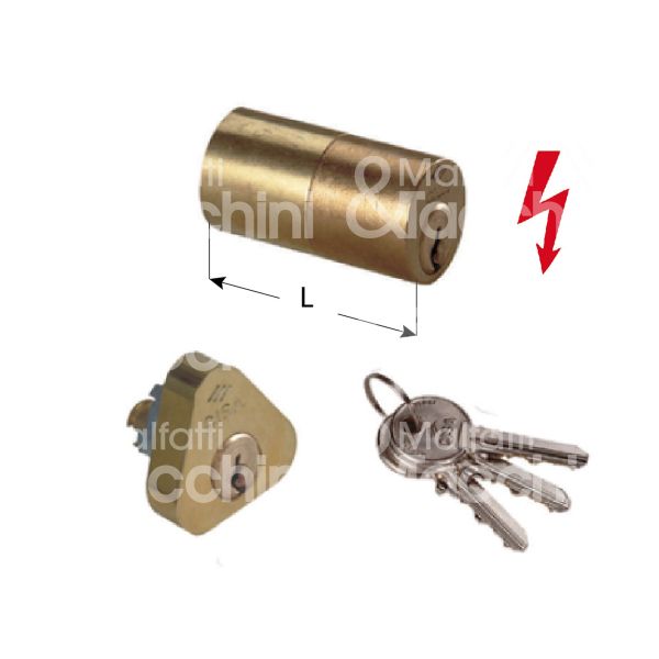 Cisa 02139000sx cilindro per serratura elettrica 50 mm Ø 25 chiave piatta profilo sx cifratura kd ottone satinato
