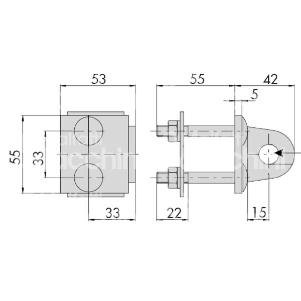 Cisa 06300180 occhioli fissi per lucchetti mm 55