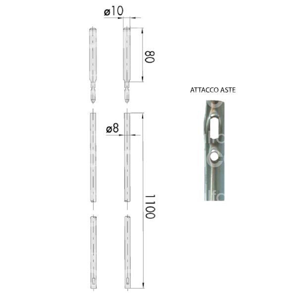 Cisa 06415000 aste per serrature da infilare zincata misura mm 1100 Ø 8 accessori compresi