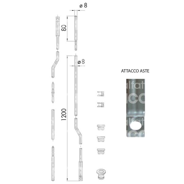 Cisa 06441000 aste per serrature da infilare zincata misura mm 1200 Ø 8 accessori compresi