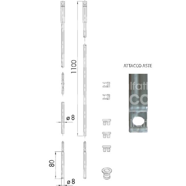 Cisa 06441100 aste per serrature da infilare zincata misura mm 1100 Ø 8 accessori compresi