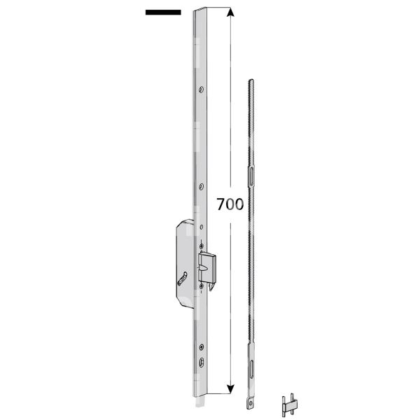 Cisa 06444560 kit prolunga per multipunto ambidestra catenaccio traslante frontale piatto 24 x 3